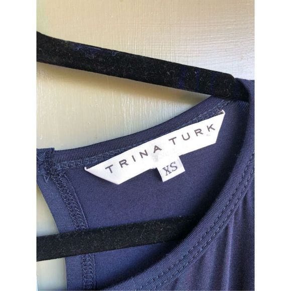 Trina Turk Bromeliad Jumpsuit Romper Key-hole Back Navy Blue, Size XS, MSRP $238 - Picture 4 of 10